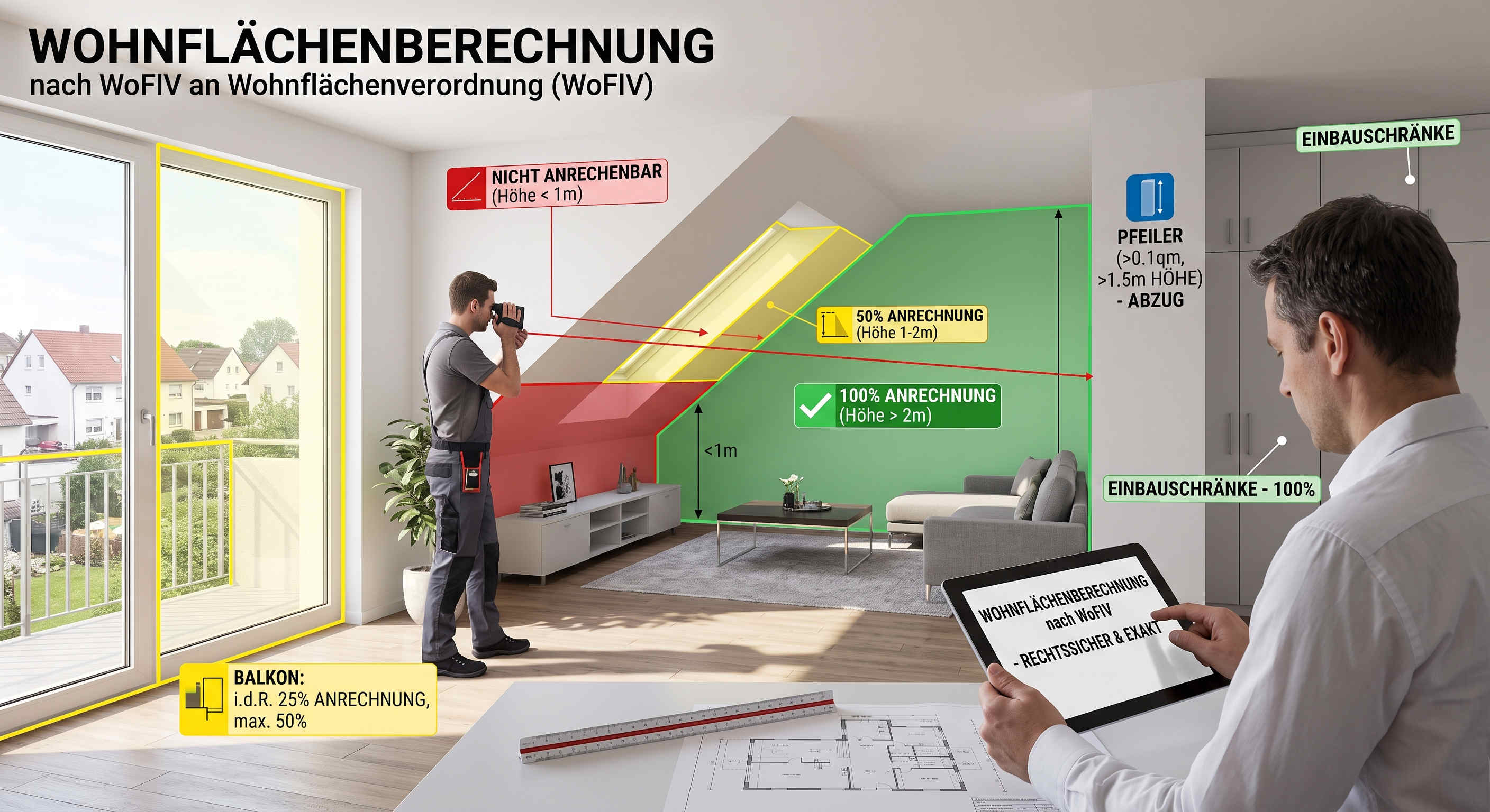 Wohnflächenberechnung Friedberg - Vermessung und Grundriss nach WoFlV